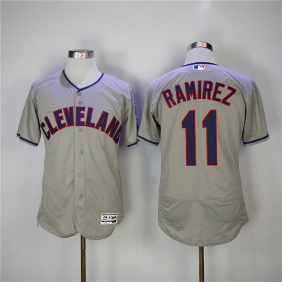 Men Cleveland Indians #11 Jose Ramirez Grey Elite MLB Jerseys